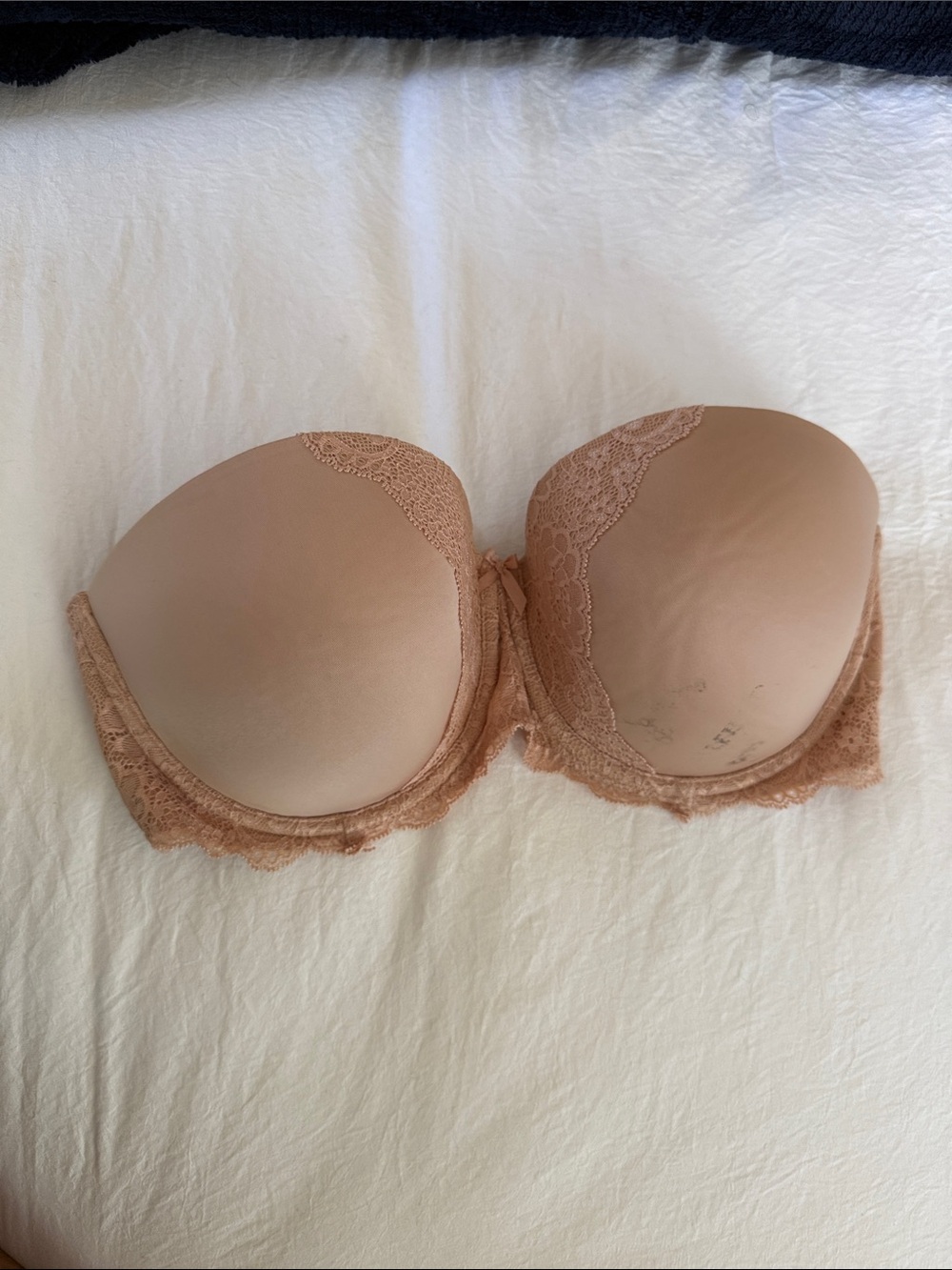 Victoria's Secret Strapless Lace Push-Up Bra in Nude
